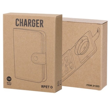 Chargeur personnalisé pas cher Zakary Matières : PET recyclé Couleurs : gris objet promotionnel éco-responsable