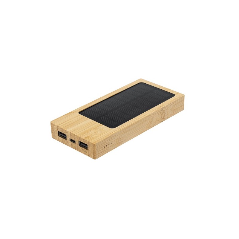 Batterie Solaire Éco-responsable Personnalisée pas cher - Power Bank Molden Matières : bambou cadeau entreprise pas cher