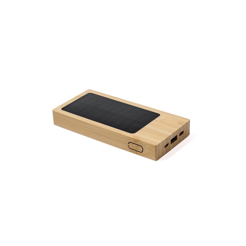 Batterie Solaire Éco-responsable Personnalisée pas cher - Power Bank Molden Matières : bambou goodies publicitaire événementiel