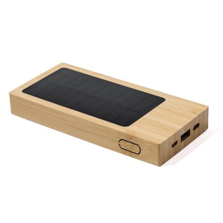 Batterie Solaire Éco-responsable Personnalisée pas cher - Power Bank Molden Matières : bambou goodies publicitaire événementiel