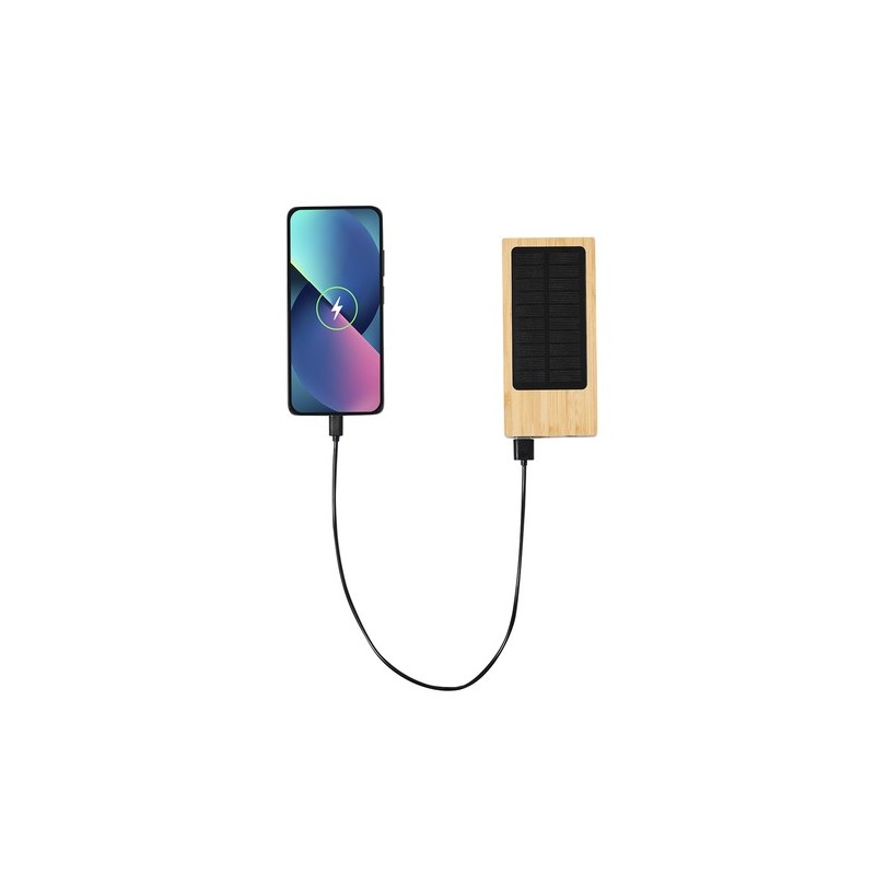 Batterie Solaire Éco-responsable Personnalisée pas cher - Power Bank Molden Matières : bambou impression haute définition
