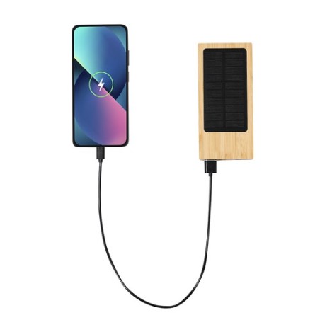 Batterie Solaire Éco-responsable Personnalisée pas cher - Power Bank Molden Matières : bambou impression haute définition
