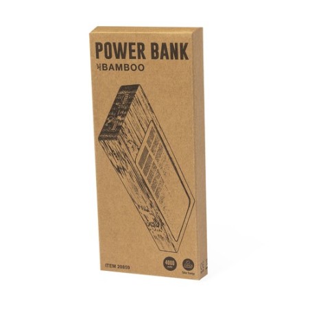 Batterie Solaire Éco-responsable Personnalisée pas cher - Power Bank Molden Matières : bambou marquage laser ultra précis