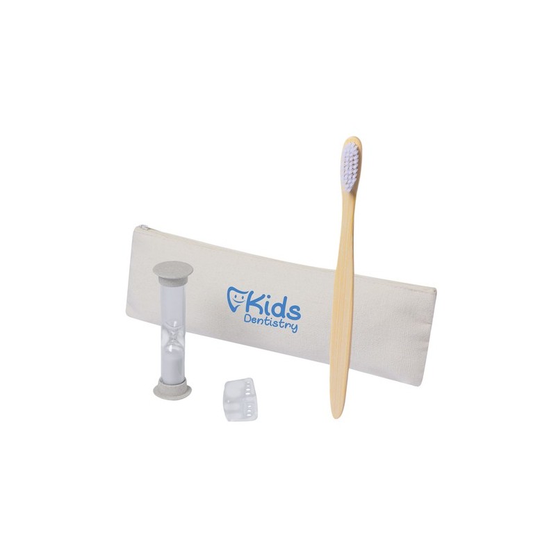 Set Personnalisé de Brosse à Dents Éco-responsable en Bambou Lowchen cadeau entreprise pas cher