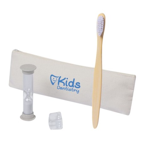 Set Personnalisé de Brosse à Dents Éco-responsable en Bambou Lowchen cadeau entreprise pas cher