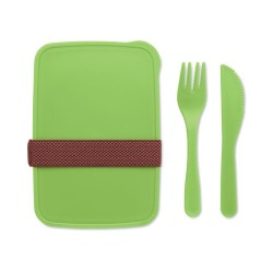 Boîte à lunch personnalisée avec couverts - SUNDAY Matières : polypropylène (PP) Couleurs : vert citron cadeau collaborateur pre