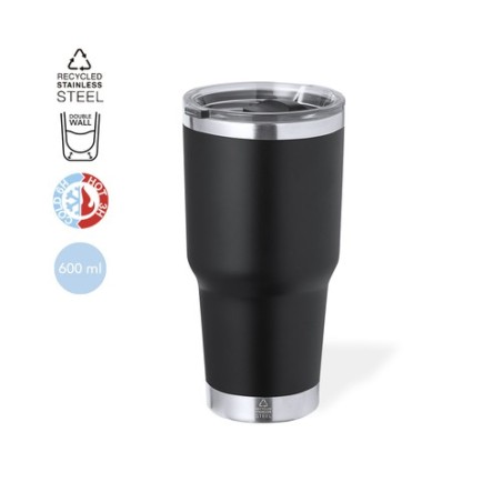 Tasse Isotherme Éco-responsable Personnalisée Thermique - Tobey Couleurs : bleu marine Matières : acier inoxydable recyclé impre