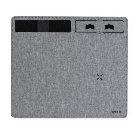 Tapis de Souris Chargeur Multifonction Personnalisable Deuz Matières : PET recyclé Couleurs : gris