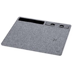Tapis de Souris Chargeur Multifonction Personnalisable Deuz Matières : PET recyclé Couleurs : gris cadeau entreprise pas cher
