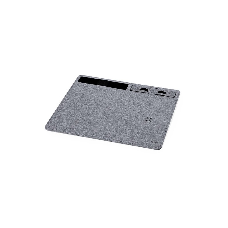 Tapis de Souris Chargeur Multifonction Personnalisable Deuz Matières : PET recyclé Couleurs : gris cadeau entreprise pas cher