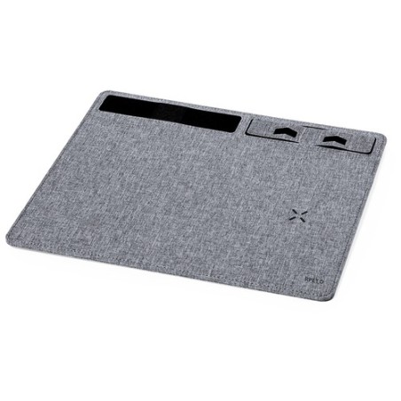 Tapis de Souris Chargeur Multifonction Personnalisable Deuz Matières : PET recyclé Couleurs : gris cadeau entreprise pas cher