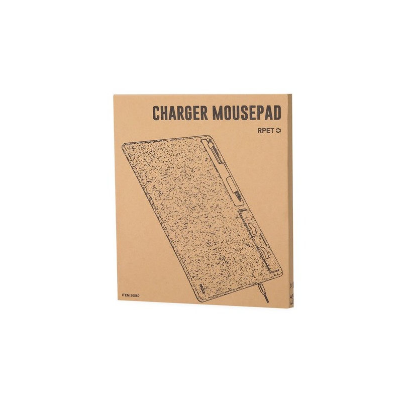 Tapis de Souris Chargeur Multifonction Personnalisable Deuz Matières : PET recyclé Couleurs : gris objet promotionnel éco-respon