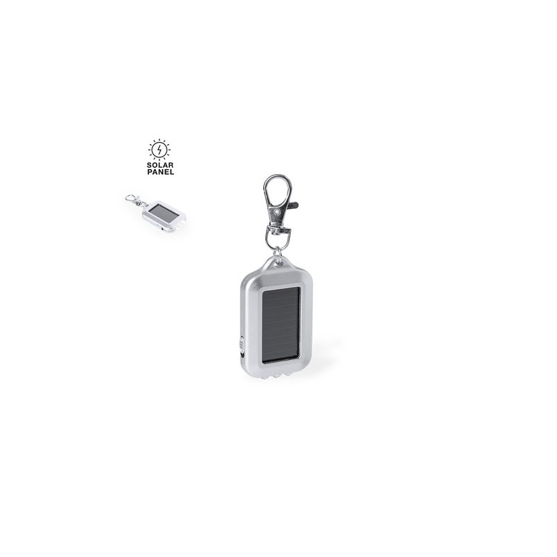 Porte-Clés Éco-responsable Pratique Personnalisé avec Lampe Eluxo Couleurs : argenté personnalisable avec votre logo