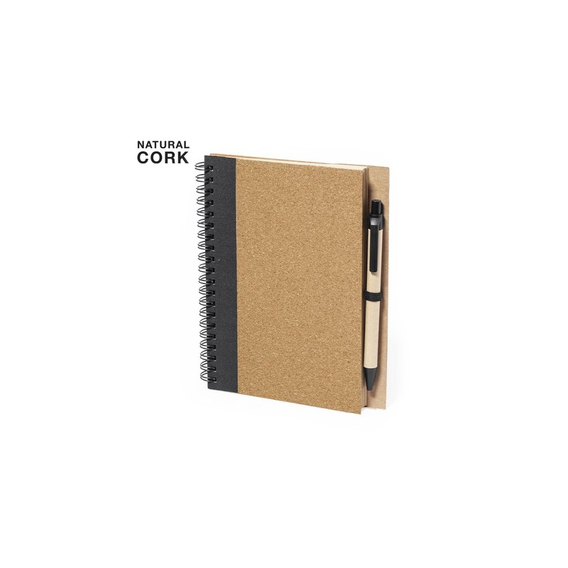 Cahier Éco-responsable Personnalisé Stylé Gienah pas cher Matières : liège Couleurs : noir personnalisable avec votre logo