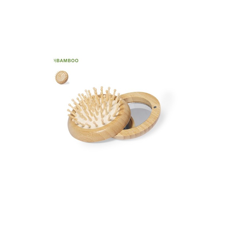 Brosse à Cheveux Éco-responsable en Bambou avec Miroir Personnalisée - Bonnie Matières : bambou