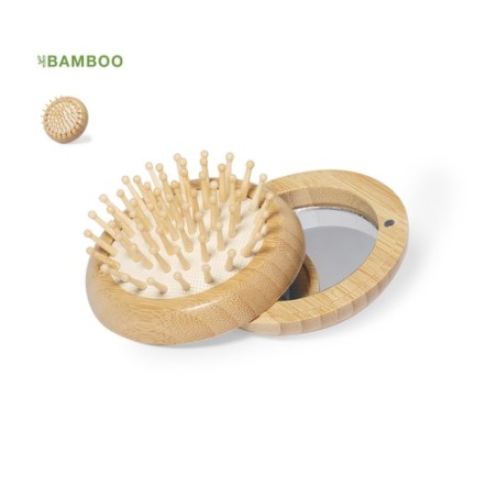 Brosse à Cheveux Éco-responsable en Bambou avec Miroir Personnalisée - Bonnie Matières : bambou