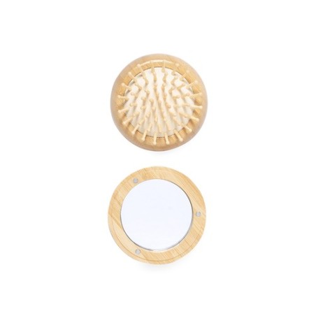 Brosse à Cheveux Éco-responsable en Bambou avec Miroir Personnalisée - Bonnie Matières : bambou cadeau entreprise pas cher