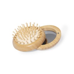 Brosse à Cheveux Éco-responsable en Bambou avec Miroir Personnalisée - Bonnie Matières : bambou objet promotionnel éco-responsab