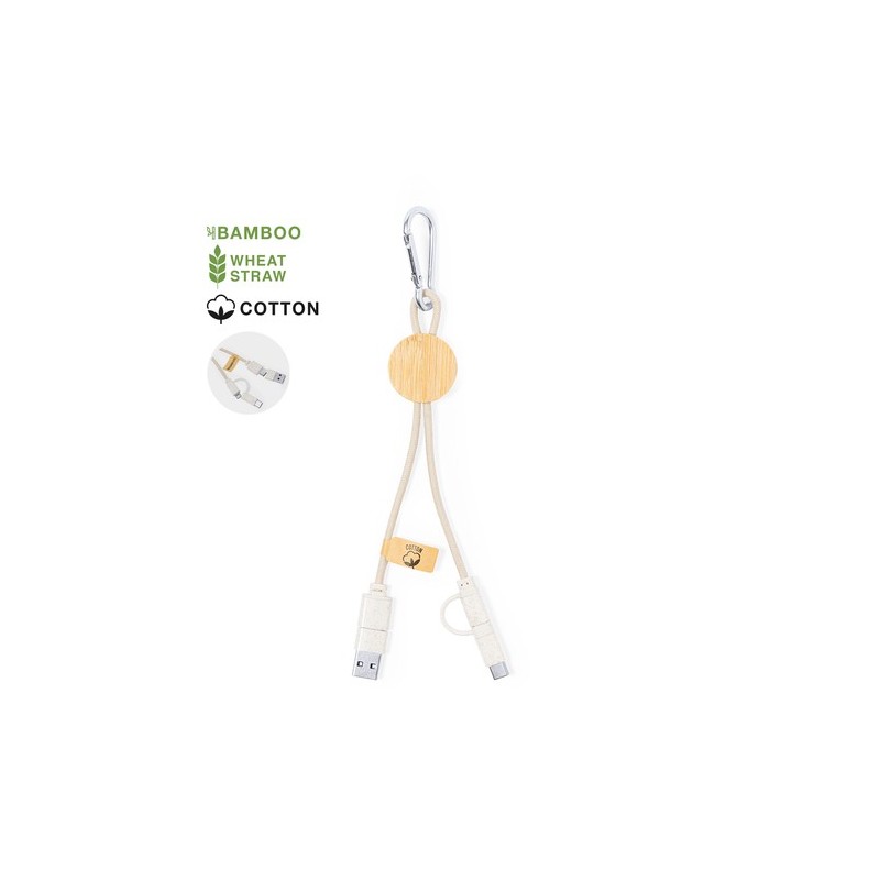Câble de Charge Éco-responsable Pratique Personnalisé pas cher Denny Matières : bambou Couleurs : naturel personnalisable avec v