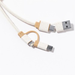 Câble de Charge Éco-responsable Pratique Personnalisé pas cher Denny Matières : bambou Couleurs : naturel goodies publicitaire é