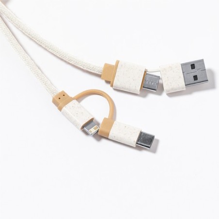 Câble de Charge Éco-responsable Pratique Personnalisé pas cher Denny Matières : bambou Couleurs : naturel goodies publicitaire é
