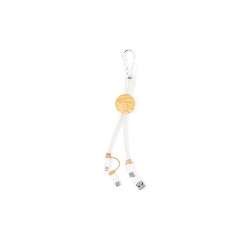Câble de Charge Éco-responsable Pratique Personnalisé pas cher Denny Matières : bambou Couleurs : naturel impression haute défin