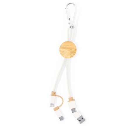Câble de Charge Éco-responsable Pratique Personnalisé pas cher Denny Matières : bambou Couleurs : naturel impression haute défin