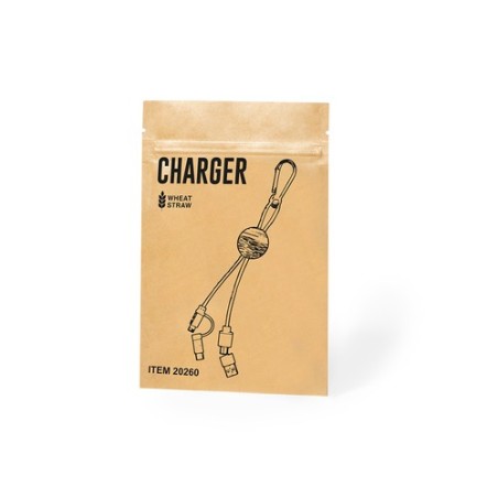 Câble de Charge Éco-responsable Pratique Personnalisé pas cher Denny Matières : bambou Couleurs : naturel livraison express 24h 
