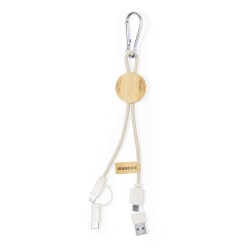 Câble de Charge Éco-responsable Pratique Personnalisé pas cher Denny Matières : bambou Couleurs : naturel objet promotionnel éco