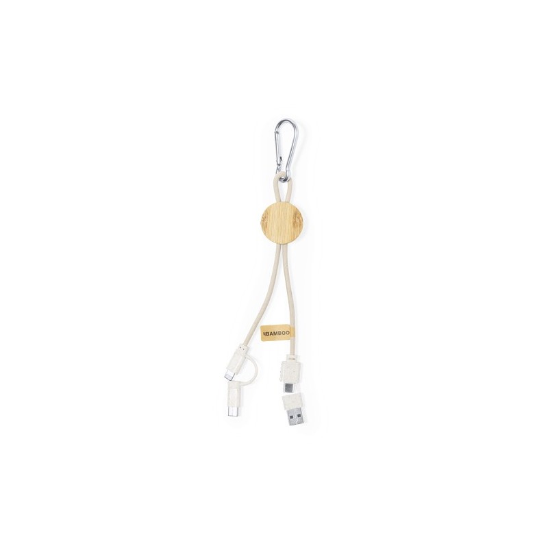 Câble de Charge Éco-responsable Pratique Personnalisé pas cher Denny Matières : bambou Couleurs : naturel objet promotionnel éco