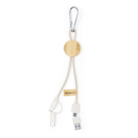 Câble de Charge Éco-responsable Pratique Personnalisé pas cher Denny Matières : bambou Couleurs : naturel objet promotionnel éco