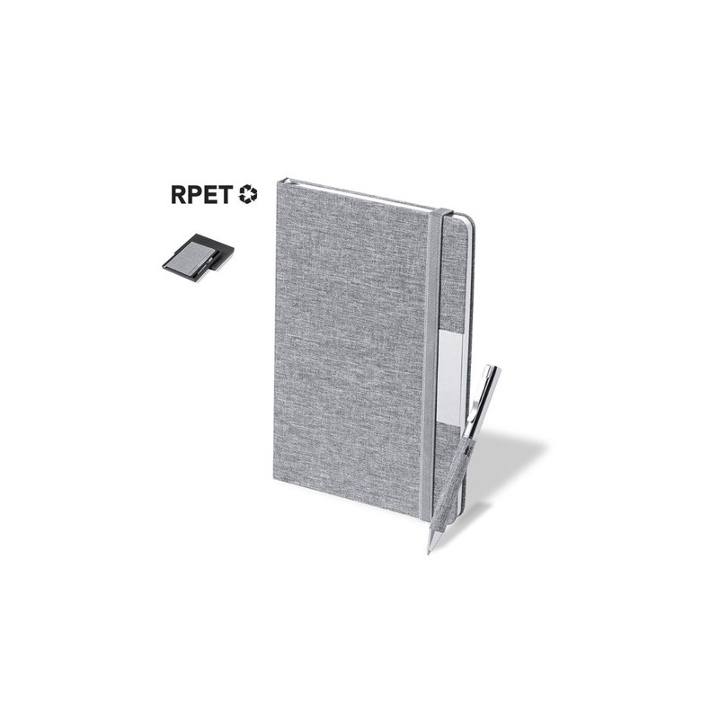 Set Éco-responsable de Bloc-notes et Stylo Personnalisé Wendam Matières : métal Couleurs : gris personnalisable avec votre logo