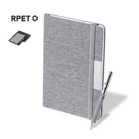 Set Éco-responsable de Bloc-notes et Stylo Personnalisé Wendam Matières : métal Couleurs : gris personnalisable avec votre logo