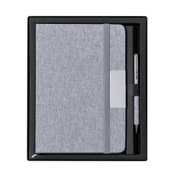 Set Éco-responsable de Bloc-notes et Stylo Personnalisé Wendam Matières : métal Couleurs : gris impression haute définition