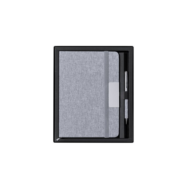 Set Éco-responsable de Bloc-notes et Stylo Personnalisé Wendam Matières : métal Couleurs : gris impression haute définition