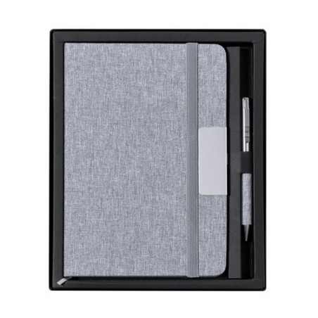 Set Éco-responsable de Bloc-notes et Stylo Personnalisé Wendam Matières : métal Couleurs : gris impression haute définition