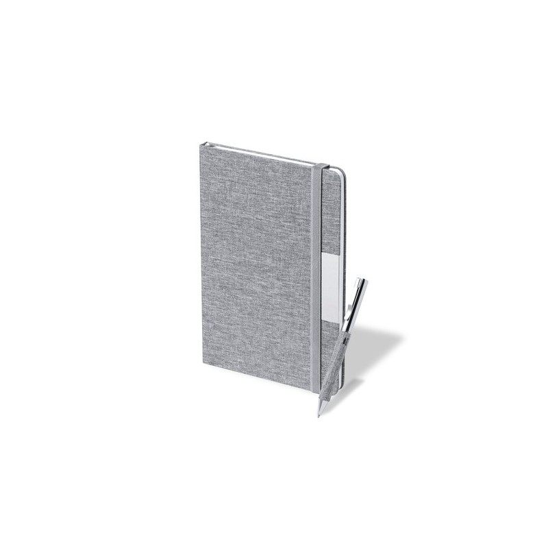 Set Éco-responsable de Bloc-notes et Stylo Personnalisé Wendam Matières : métal Couleurs : gris marquage laser ultra précis