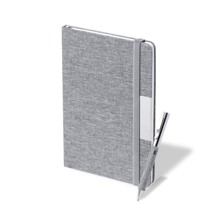 Set Éco-responsable de Bloc-notes et Stylo Personnalisé Wendam Matières : métal Couleurs : gris marquage laser ultra précis