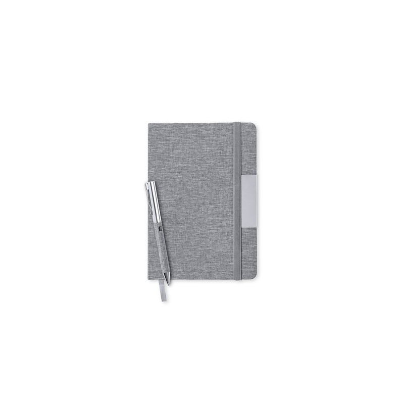 Set Éco-responsable de Bloc-notes et Stylo Personnalisé Wendam Matières : métal Couleurs : gris livraison express 24h 48h