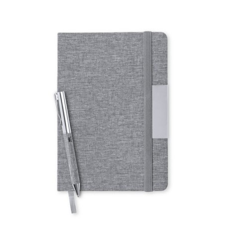 Set Éco-responsable de Bloc-notes et Stylo Personnalisé Wendam Matières : métal Couleurs : gris personnalisation rapide en Franc