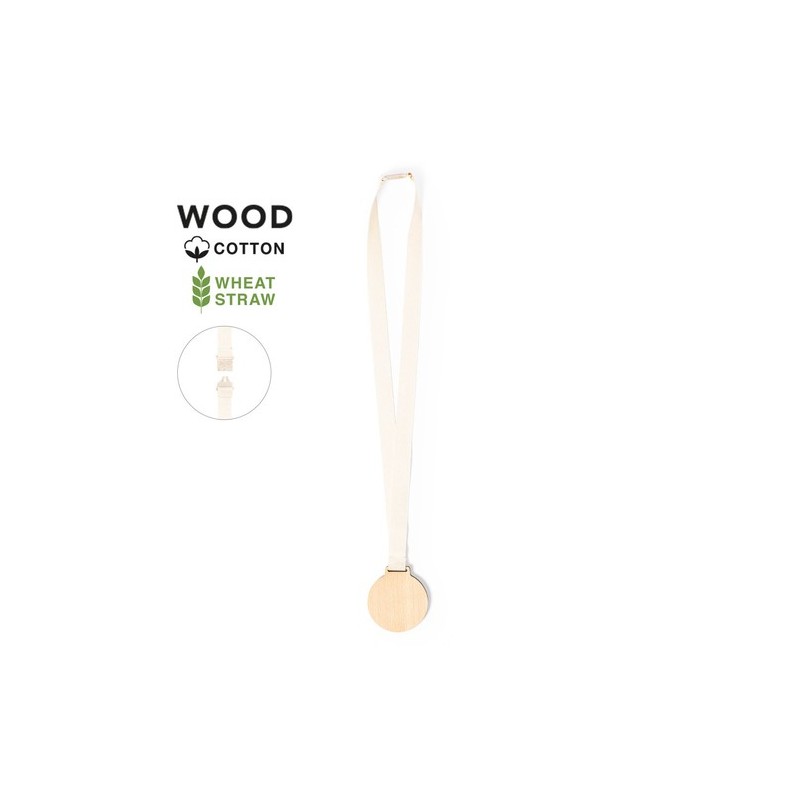 Médaille Personnalisée Éco-responsable - Guster Cadeau Matières : bois Couleurs : blanc personnalisable avec votre logo