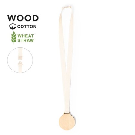 Médaille Personnalisée Éco-responsable - Guster Cadeau Matières : bois Couleurs : blanc personnalisable avec votre logo