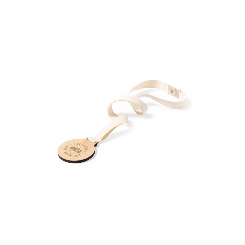 Médaille Personnalisée Éco-responsable - Guster Cadeau Matières : bois Couleurs : blanc impression haute définition