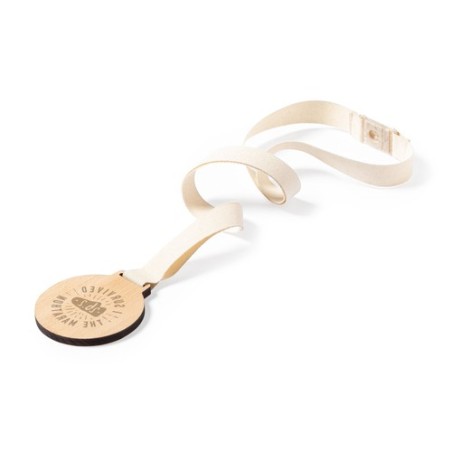 Médaille Personnalisée Éco-responsable - Guster Cadeau Matières : bois Couleurs : blanc impression haute définition