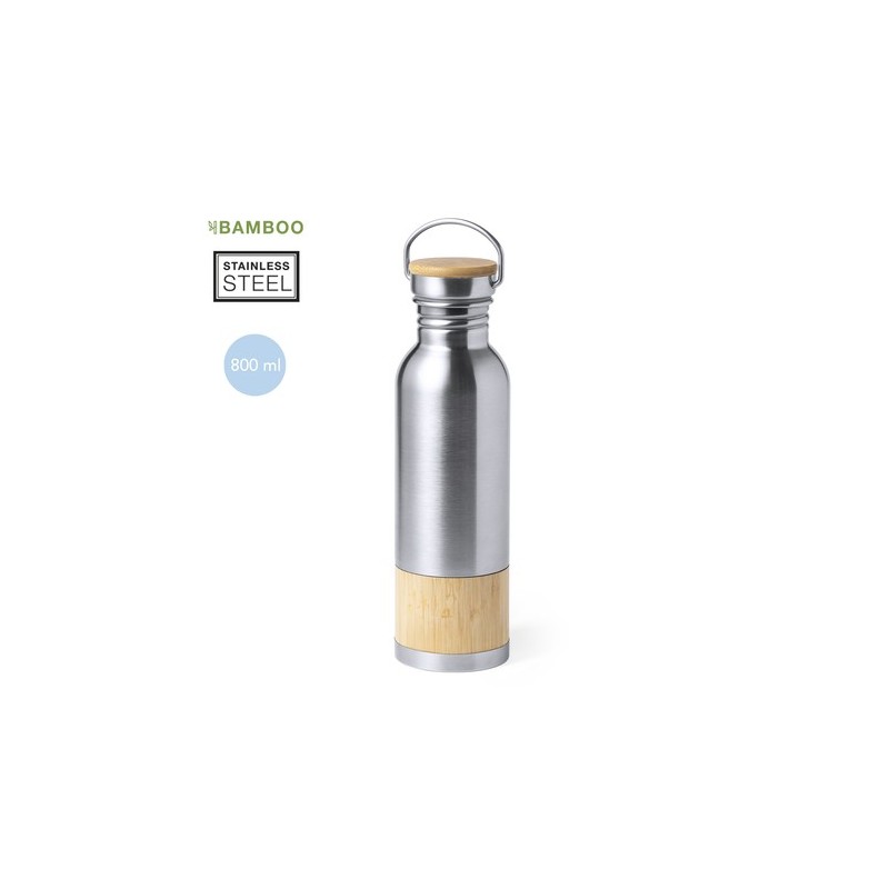 Gourde Éco-responsable et Pratique Personnalisée Gaucix Matières : bambou Couleurs : argenté personnalisable avec votre logo