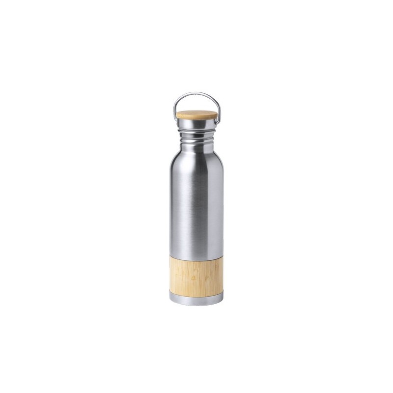 Gourde Éco-responsable et Pratique Personnalisée Gaucix Matières : bambou Couleurs : argenté objet promotionnel éco-responsable