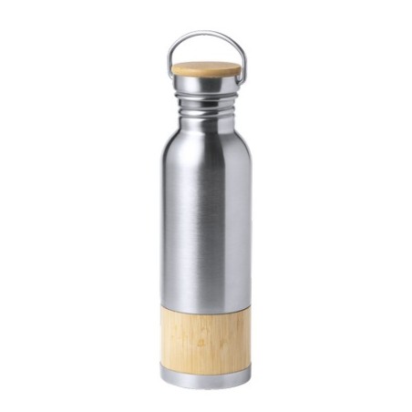 Gourde Éco-responsable et Pratique Personnalisée Gaucix Matières : bambou Couleurs : argenté objet promotionnel éco-responsable