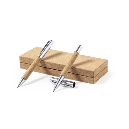 Set de Stylos et Rollers Éco-responsables Personnalisés Odegor Matières : liège cadeau entreprise pas cher