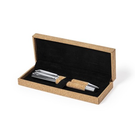 Set de Stylos et Rollers Éco-responsables Personnalisés Odegor Matières : liège impression haute définition