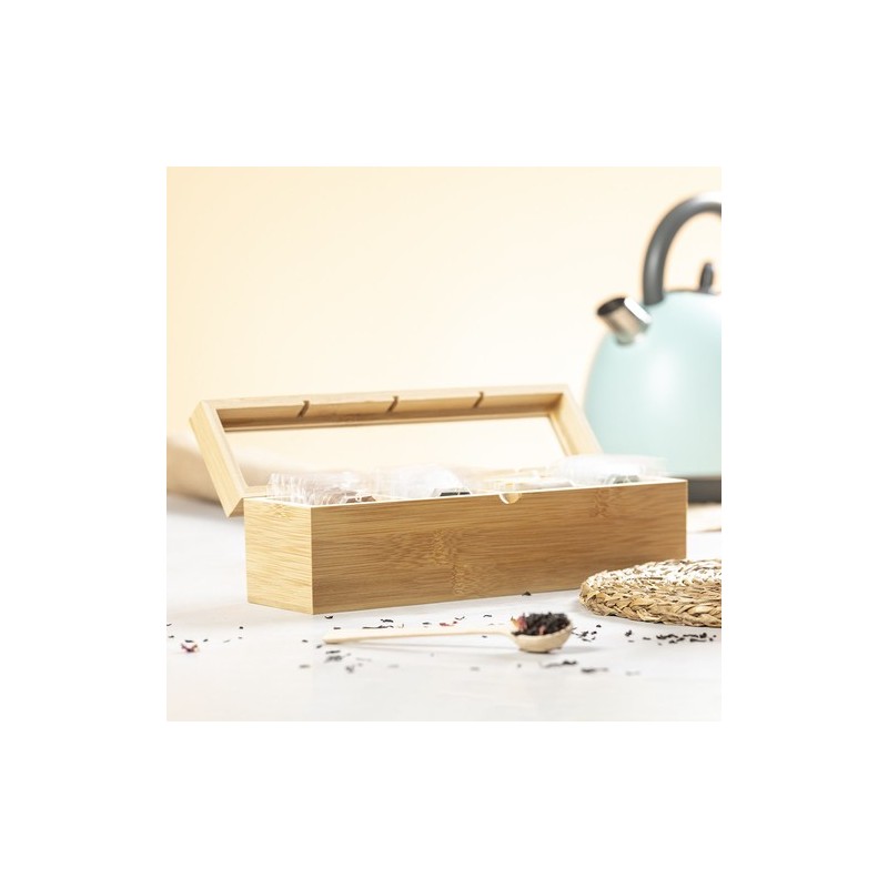 Boîte Éco-responsable et Pratique à Thé Personnalisée Zirkony Matières : bambou marquage laser ultra précis